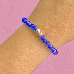Pulsera Elastica con Cristales AZULES