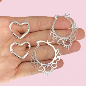 Pack Aros Variados de Acero Blanco x 2 pares