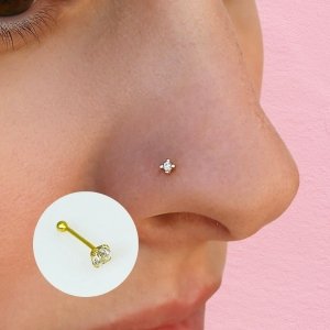 Aro Piercing nariz cubic redondo dorado blanco Plata 925 