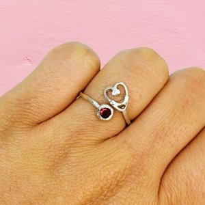 Anillo Estetoscopio con cubic Rojo Plata 925