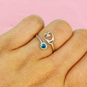 Anillo Estetoscopio con cubic Aguamarina Plata 925