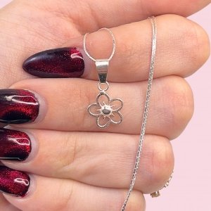 Cadena Forcet redondo y Dije Mini Flor linda Plata 925