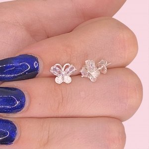 Aros Mariposa con cubic Blanco de Plata 925