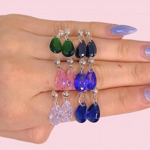 Promo Aros con Cubic Gota Grande x6 Plata 925