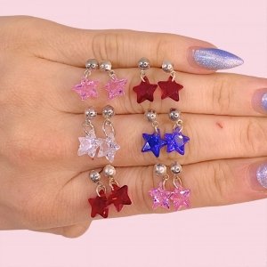 Promo Aros con Cubic Estrella x6 Plata 925