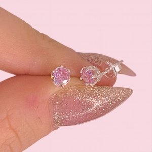 Aros con cubic 4.5mm Rosa de Plata 925