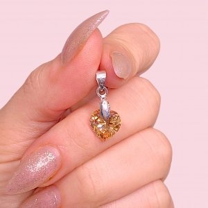 Dije corazon Ambar grande 10mm de plata 925