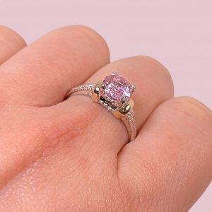 Anillo Selana solitario de compromiso Rosa de Plata y Oro