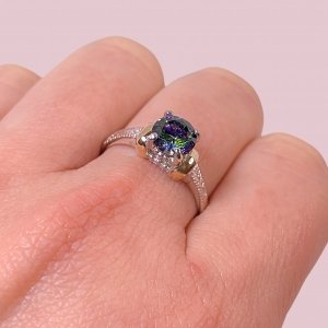 Anillo Selana solitario de compromiso Paradise de Plata y Oro