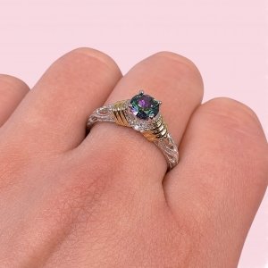 Anillo Pia solitario de compromiso Paradise de Plata y Oro