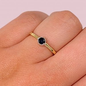 Anillo de Compromiso Promesa con piedra Negro Oro y Plata 925