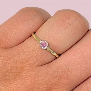 Anillo de Compromiso Promesa con piedra Rosa Oro y Plata 925
