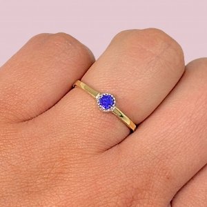 Anillo de Compromiso Promesa con piedra Amatista Oro y Plata 925