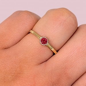 Anillo de Compromiso Promesa con piedra Rubí Oro y Plata 925