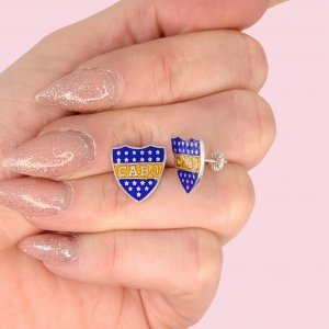 Aros escudo de Boca Plata 925