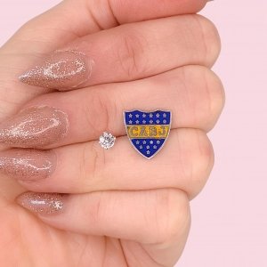 Aros combinados Escudo de Boca y cubic 4mm de Plata 925
