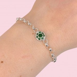 Pulsera rolo con Frutillita Esmeralda Plata 925