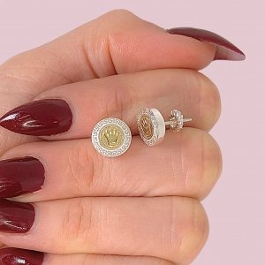 Aros Rolex con guarda griega de Plata y Oro