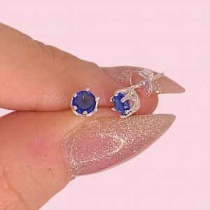 Aros con cubic 4.5mm Zafiro de Plata 925