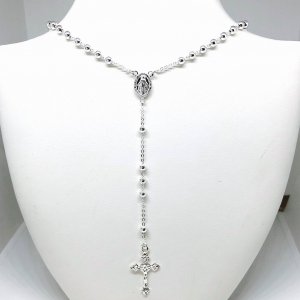 Rosario con bolitas 4mm 45cm de Plata Italina