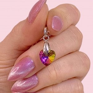 Dije Corazón Cristal Swarowski Rainbow de Plata 925