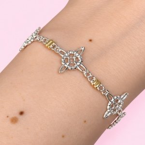 Pulsera Panter con 3 Nudo de Bruja de Plata y Oro