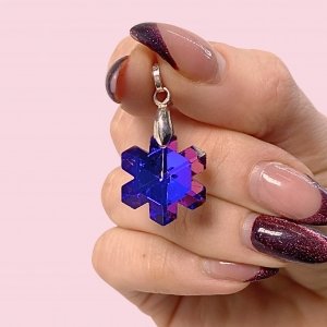Dije Copo de Nieve Grande swarovski efecto heliotropo con gancho de Plata 925