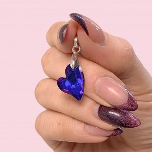 Dije Corazón Swarovski efecto heliotropo con gancho de Plata 925