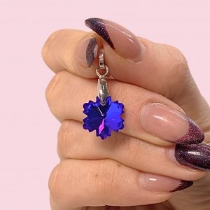 Dije Copo de Nieve chico Swarovski efecto heliotropo con gancho de Plata 925