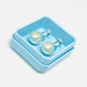 Abridor Perla 6mm Engarzado como Flor de Plata 925 