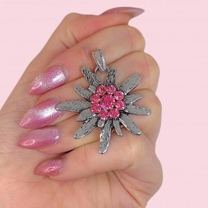Liquidación Dije Flor con Strass de Acero Quirurgico