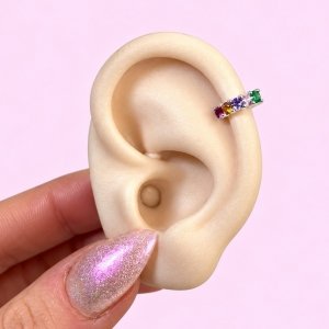 Arito Cuff con Cubics Multicolor Baño de Plata