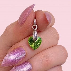 Dije Corazón Cristal Swarowski Esmeralda de Plata 925