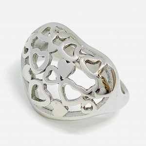Anillo Sello Corazon con Corazonzitos Acero QuirГєrgico