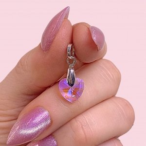 Dije Corazón Cristal Swarowski Rosa de Plata 925