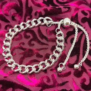 Pulsera grumet con bolitas regulable Acero Blanco