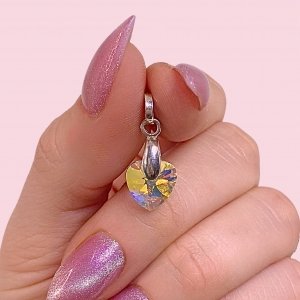 Dije Corazón Cristal Swarowski Aurora Boreal de Plata 925