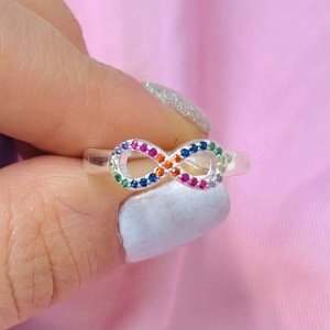 Anillo Infinito Multicolor Micropave Plata 925