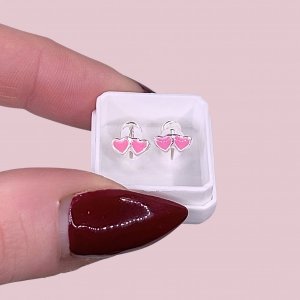 Abridor Dos Corazones Esmaltado Rosa de Plata 925 
