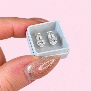 Abridor Corazon cubic 6mm Blanco de Plata 925 