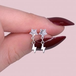 Abridor Estrella Cubic Blanco y Colgante Rayito Plata 925