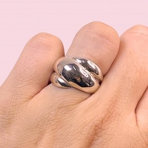Anillo Tejido Inflado de Plata 925
