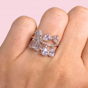 Anillo con Cubic Gotas Chico Blanco de Plata 925