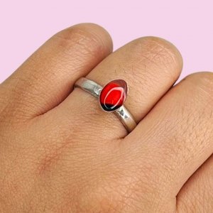 Anillo Semillas de Huayruro Plata Peruana