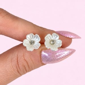 Abridor Flor Blanca 3D con Cubic de Plata 925 