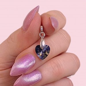 Dije Corazón Cristal Swarowski Negro de Plata 925
