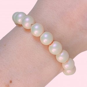 Pulsera Hilo Bolita Chicle Blanco Perlado