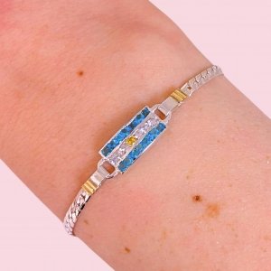 Pulsera Paris Grueso Bandera de Argentina de Plata y Oro