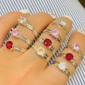 Anillo Paulina  de Compromiso x 6 Plata 925