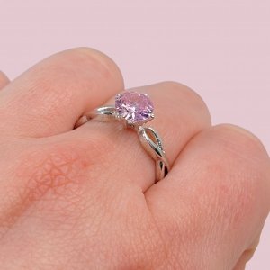Anillo Piedra con cubic Rosa redondo 7mm de Plata 925